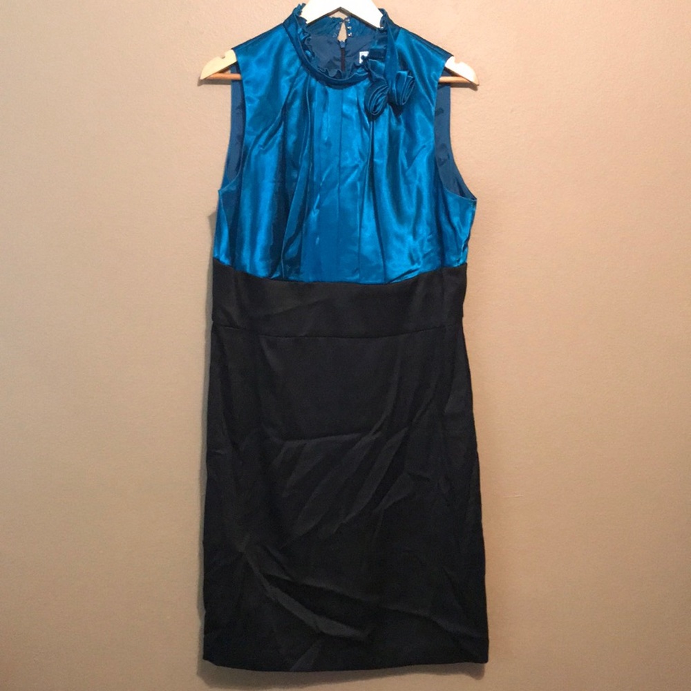 Turquoise and Black Silk Dress